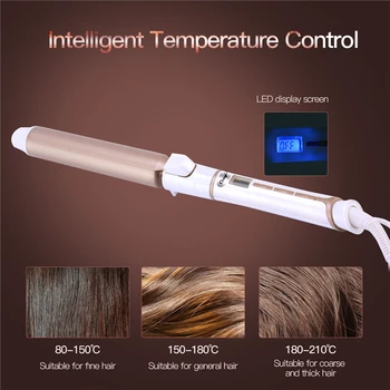

32mm Golden Large Wave Waver Negative Ion Curler Tourmaline Ceramic Fast Heating Curling Iron LED Digital Temperature Control