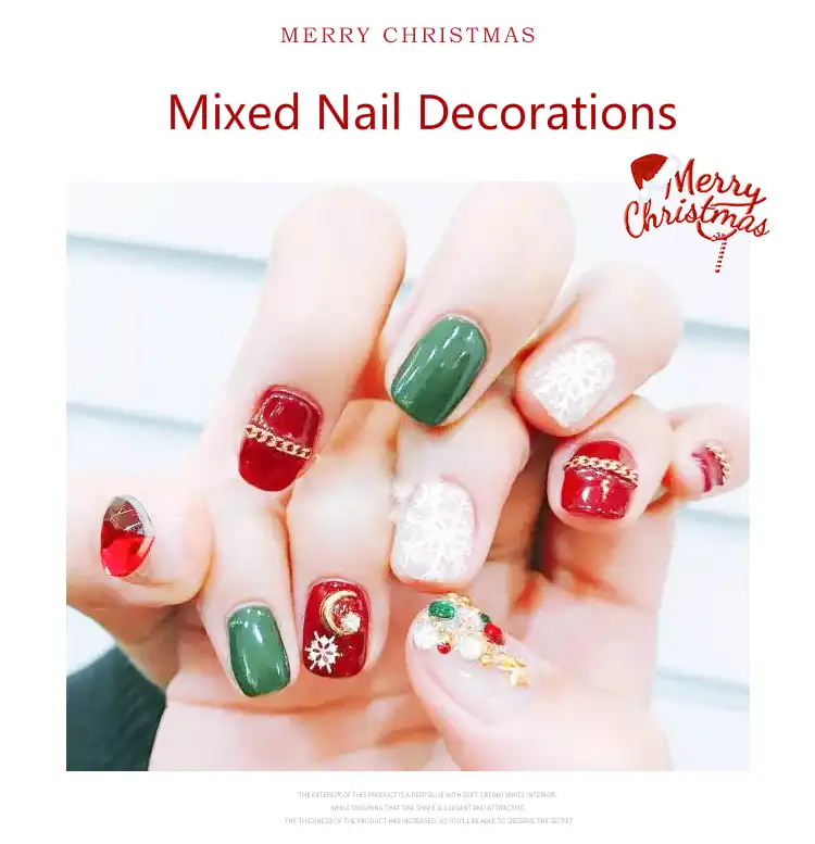 1 box Christmas 3D Nail Charms Japanese Nail Deigns Agate Rhinestone Decoration Tips Nail Art Crystal Snowflake Deco for UV Gel