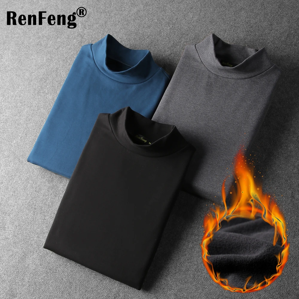 Men Autumn Winter Warm Thermal Underwear Long Sleeve Turtleneck Shirt Top Blouse