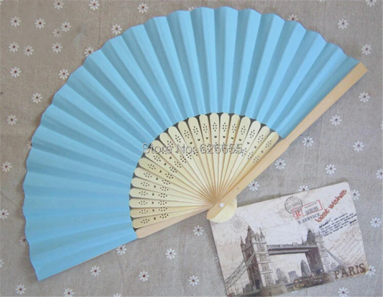 5pcs White Folding Elegant Paper Hand Fan Wedding Party Favors