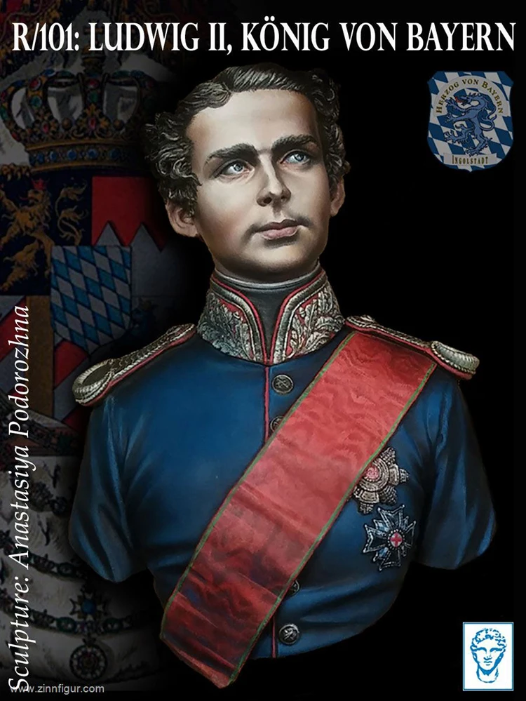 1/12 King Ludwig II. of Bavaria 19-го века полимерная модель бюста GK разобранный и Неокрашенный