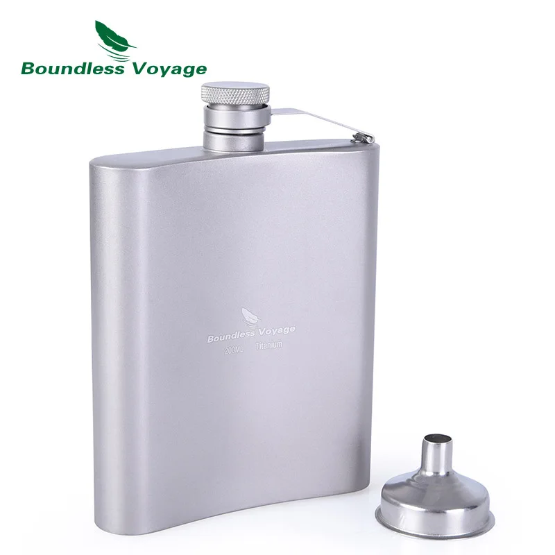 Boundless Voyage 200ml Titanium Hip Flask Sake Cup Set with Funnel