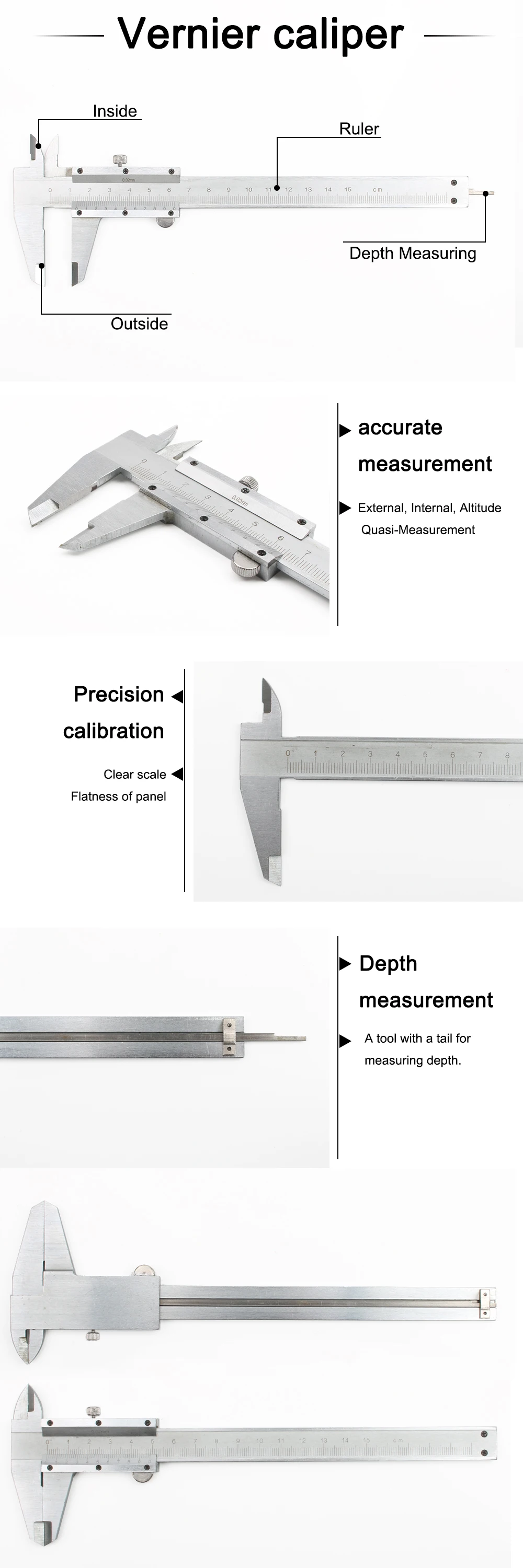 6 дюймов 150 мм/0,02 мм металлического углеродистой стали штангенциркуль Калибр измерительный инструмент