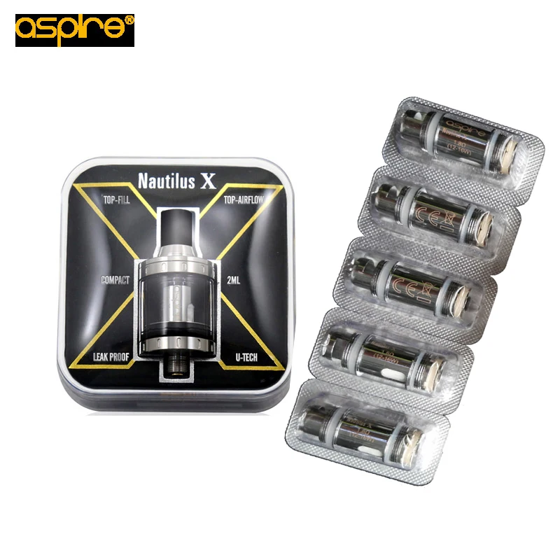 

Free 5PCS Nautilus X 1.5ohm OR 1.8ohm Coils Aspire Nautilus X Atomizer 2ml Tank Adjustable Top Airflow Vape