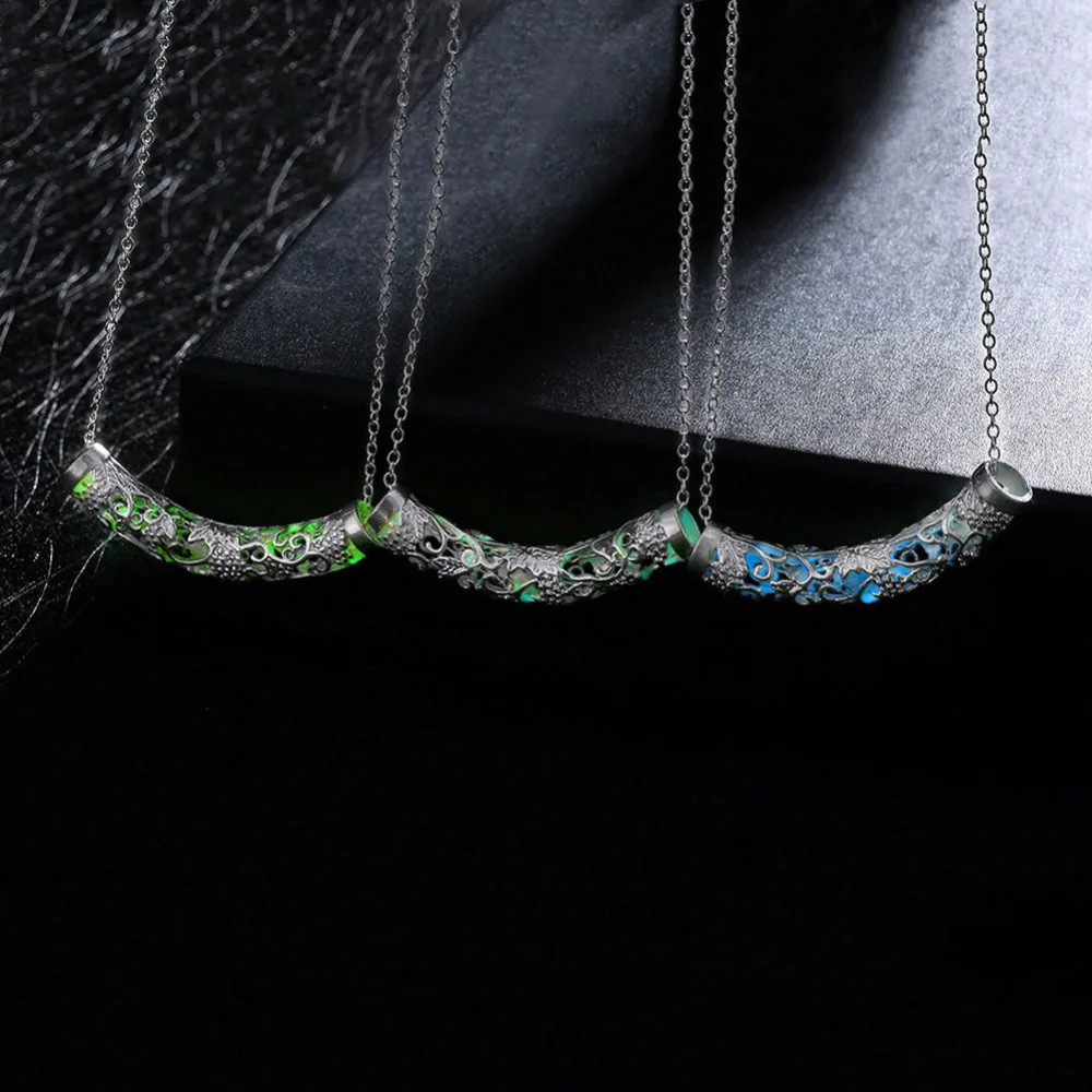 

Fashionable Luminous Necklace Hollow U Shaped Necklace Light 925 Sterling Silver Wedding Necklace Pendant For Women Men Jewelry