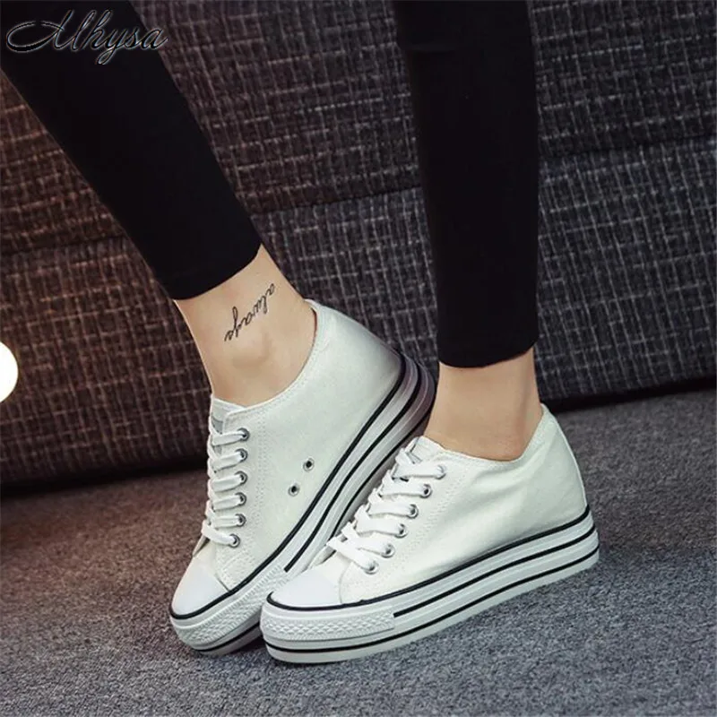 

Mhysa 2019 New spring and autumn fashion wild breathable thick solid color lace up women canvas shoes casual shoes sneakers L260