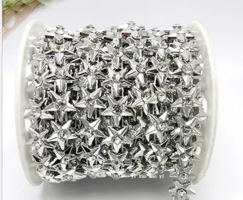 

20yard Five-pointed star Beads Rhinestones UV Plated Chain Trim For Sewing Apperal Bag Shoes Cap Collar Decoration