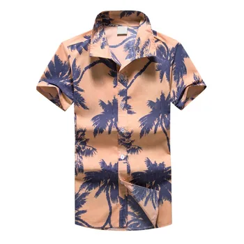 

Men Hawaiian Print Shirt Sports Beach Quick Dry Blouse Top Blouse Mens Summer Short Sleeve Button Down Casual large size Y528