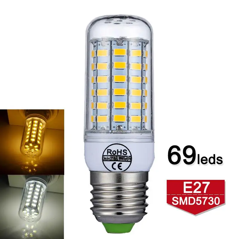 

E27 69LEDs SMD5730 LED Bulb 220V 240V LED Lamp 360 Degree No Flickering Bombillas LED Corn Light High Quality Warm/Cold White