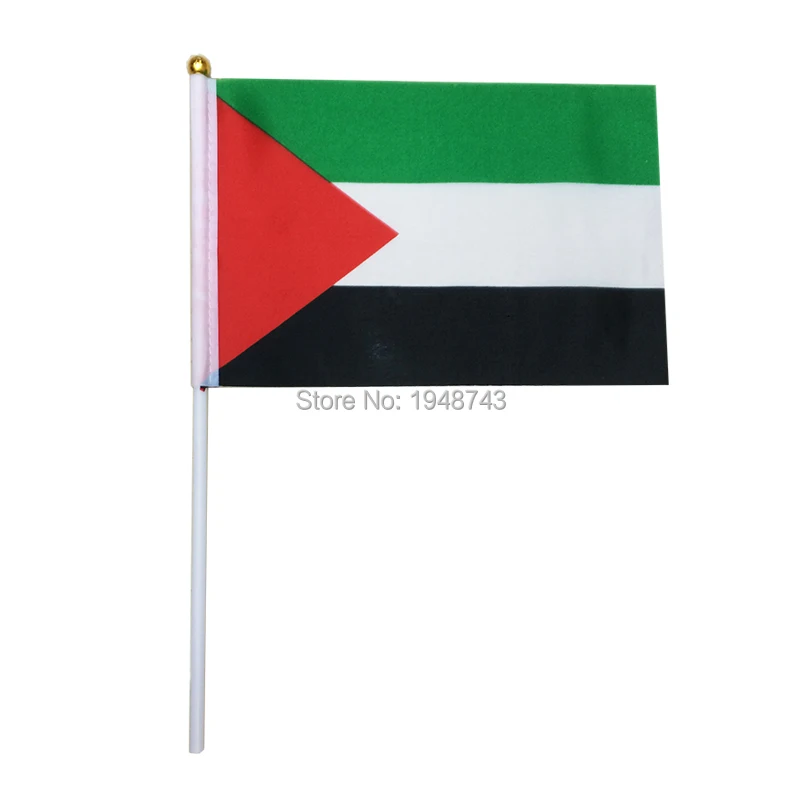 

2017 10pcs the Small Palestine flag 14*21CM Palestine Flag the hand national flag with Pole Handing flag