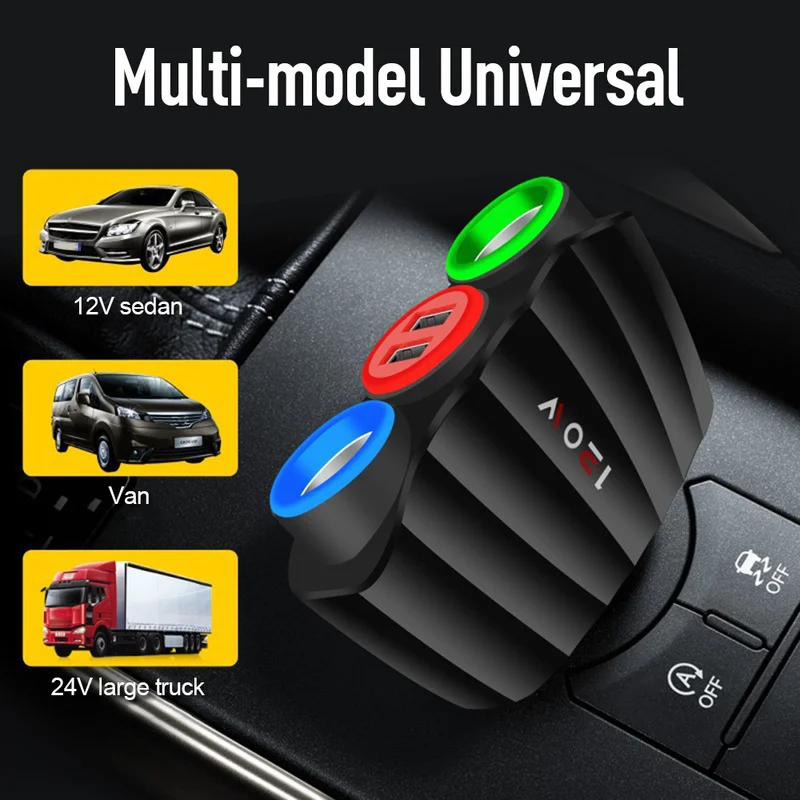 

USB Car Wireless Charger Car Cigarette Lighter Socket Splitter Plug LED Car Charger Adapter Car Accesories Auto Interior Parts