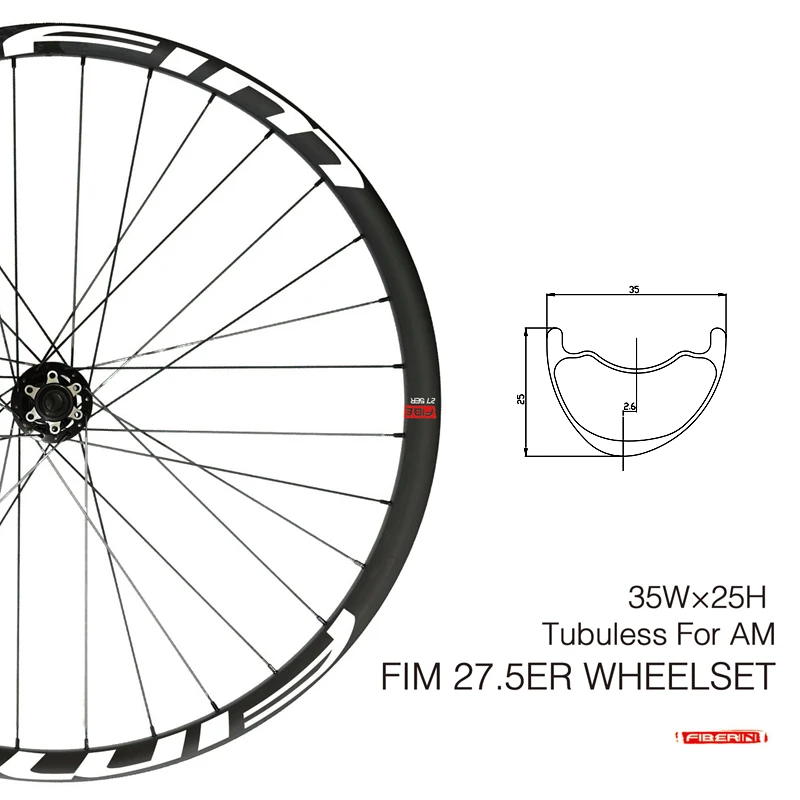 

MTB Wheelset 35mm*35mm Hookless Carbon Rim Tubeless For 27.5 Cross Country Or All Mountain Bike Wheel