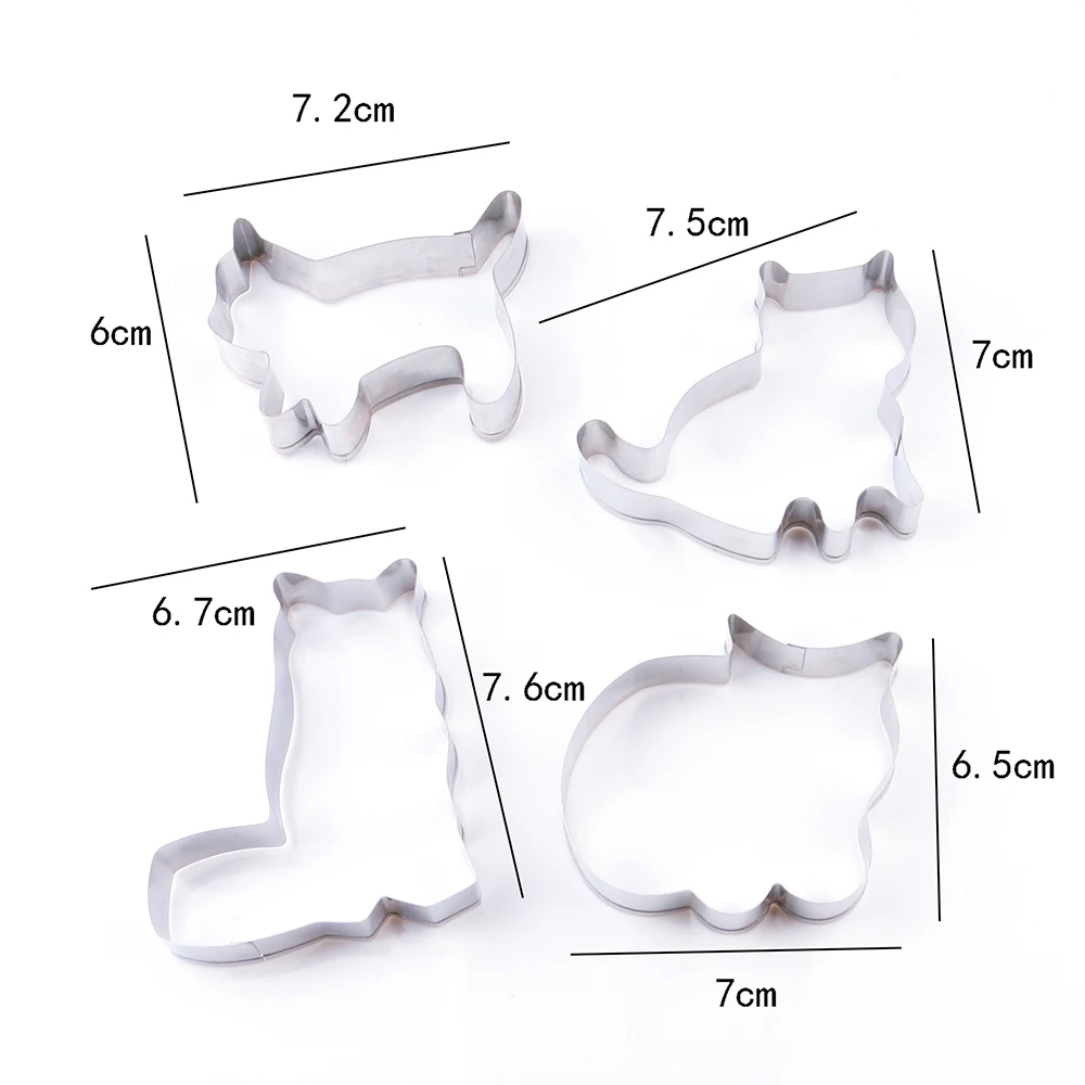 5pcs Cookie Cutters Moulds Stainless Steel Cute Animal Cat Shape Biscuit Mold DIY Fondant Pastry Decorating Baking Kitchen Tools Cookie Cutter Baking Mold Cookie Mould Cookie Printing Mold Baking Decorating Tools