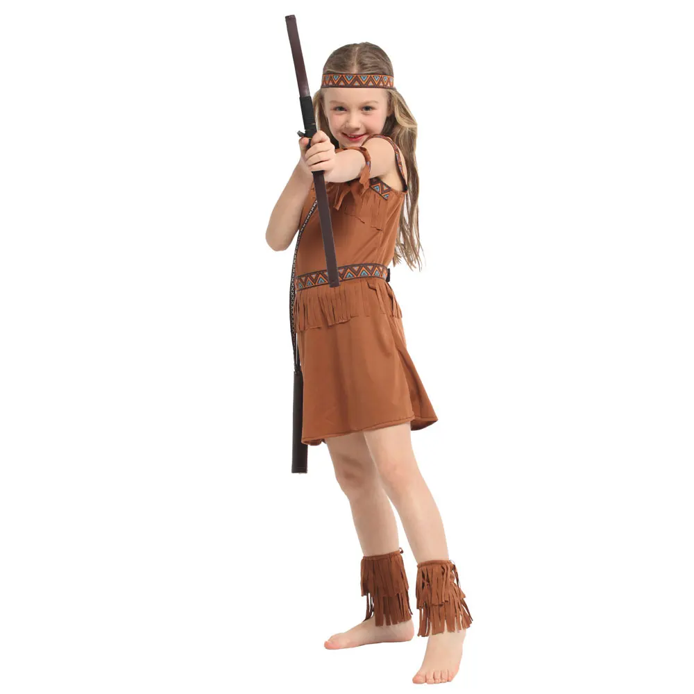 Najtaniej Słodka indyjska księżniczka kostium dziewczęcy Native Archer łowca Cosplay Halloween Purim Carnival Party Mardi Gras przebranie