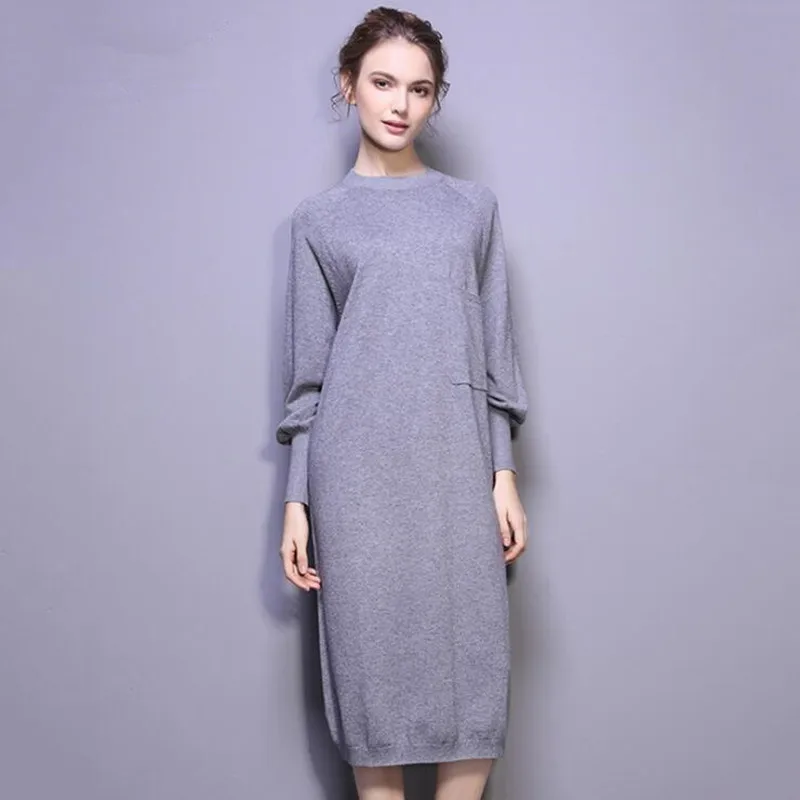 

New dress with round collar and top lantern sleeve dress
