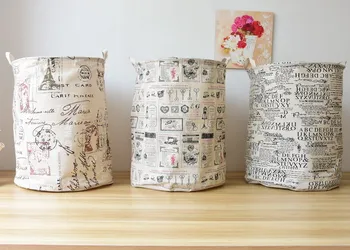 

Vintage European style cotton and linen storage buckets