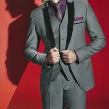 Горячая распродажа серый красивый отворот китайского стиля лучшие мужские для шаферов мужские свадебные костюмы форма жениха(куртка+ брюки+ жилет+ галстук