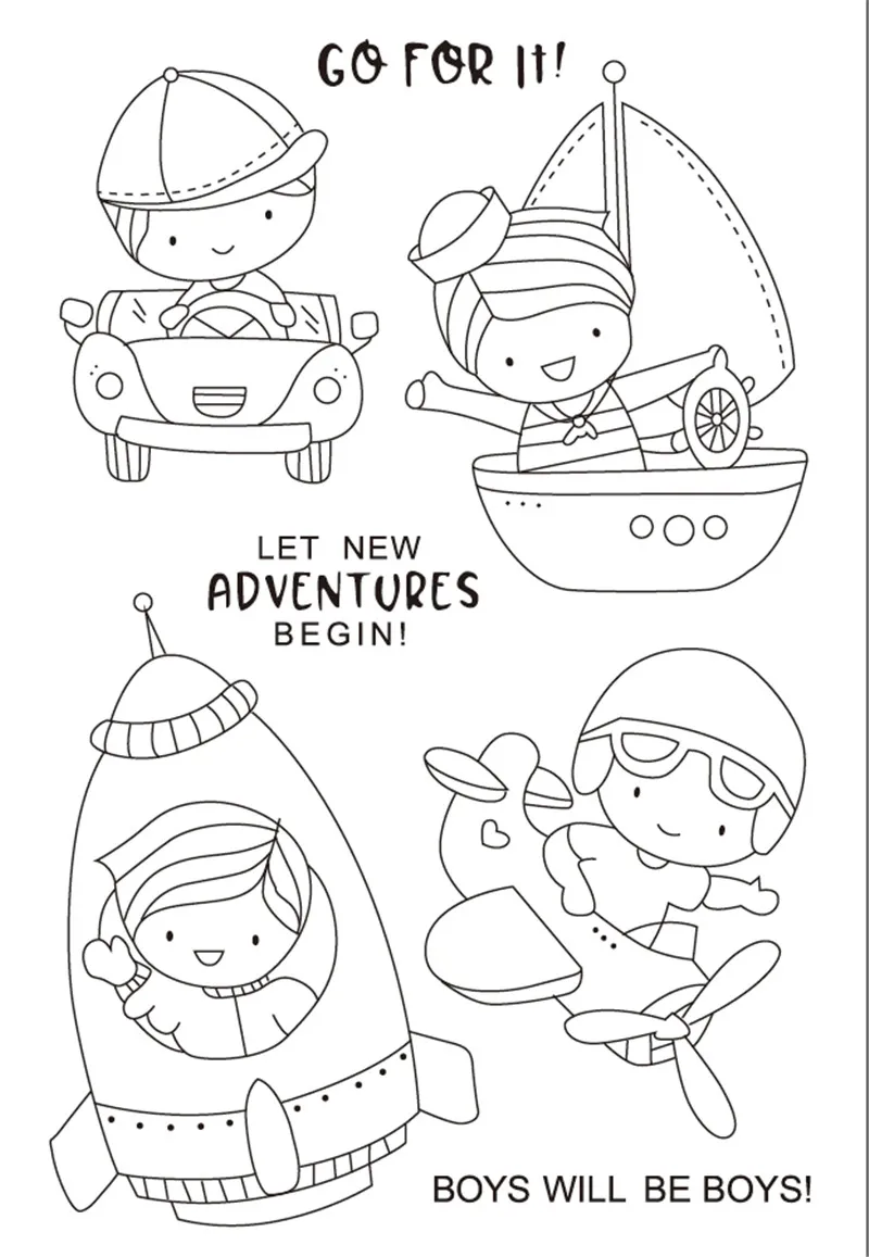 

11x16 Boy on the boat TBig ice cream ransparent Clear Stamps Silicone Seals for DIY scrapbooking photo album Card Making