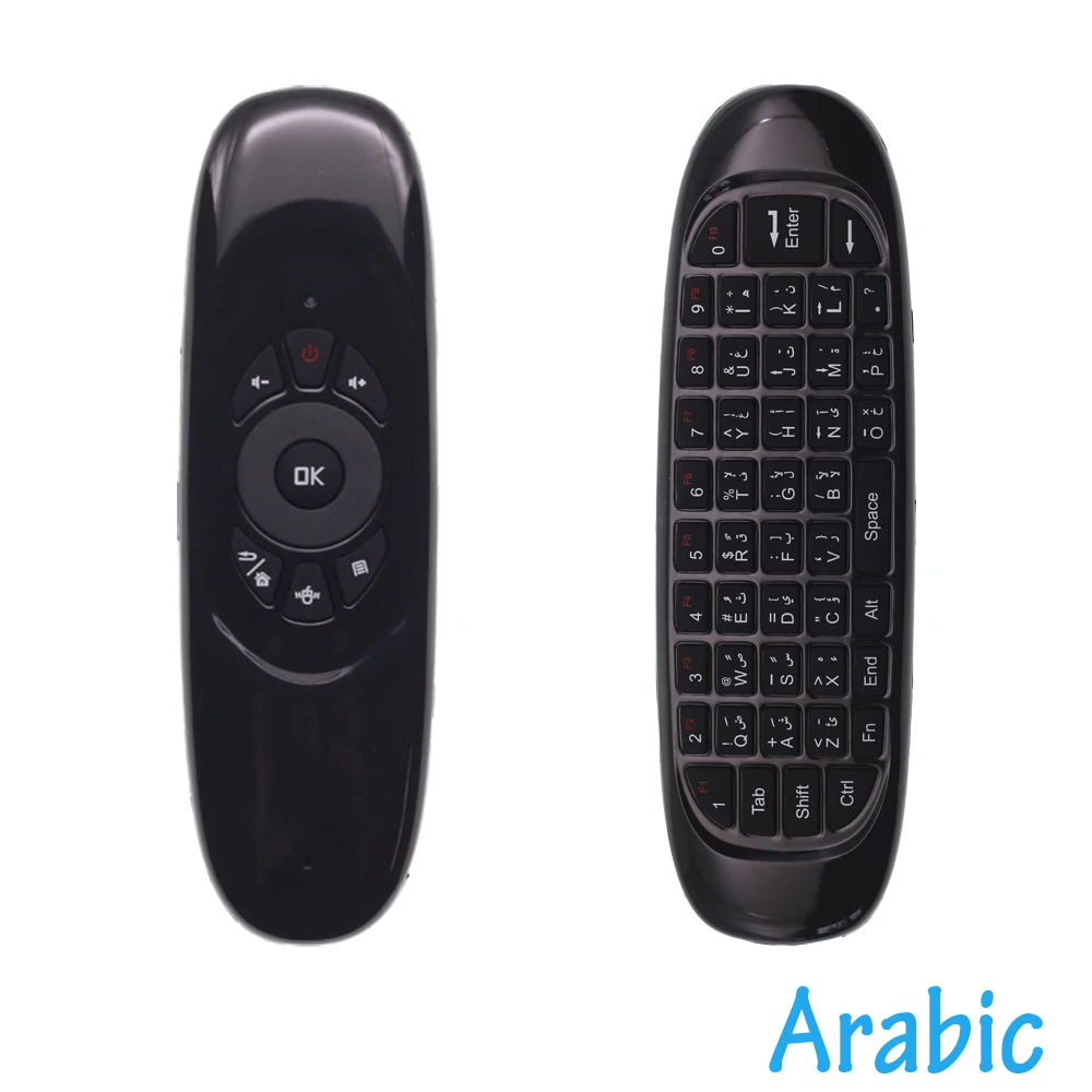 C120 2.4Ghz Arabic Layout Mini Wireless Keyboard Air Mouse for Android TV Box, Mini PC, Laptops Gyroscope Gaming Air Mouse