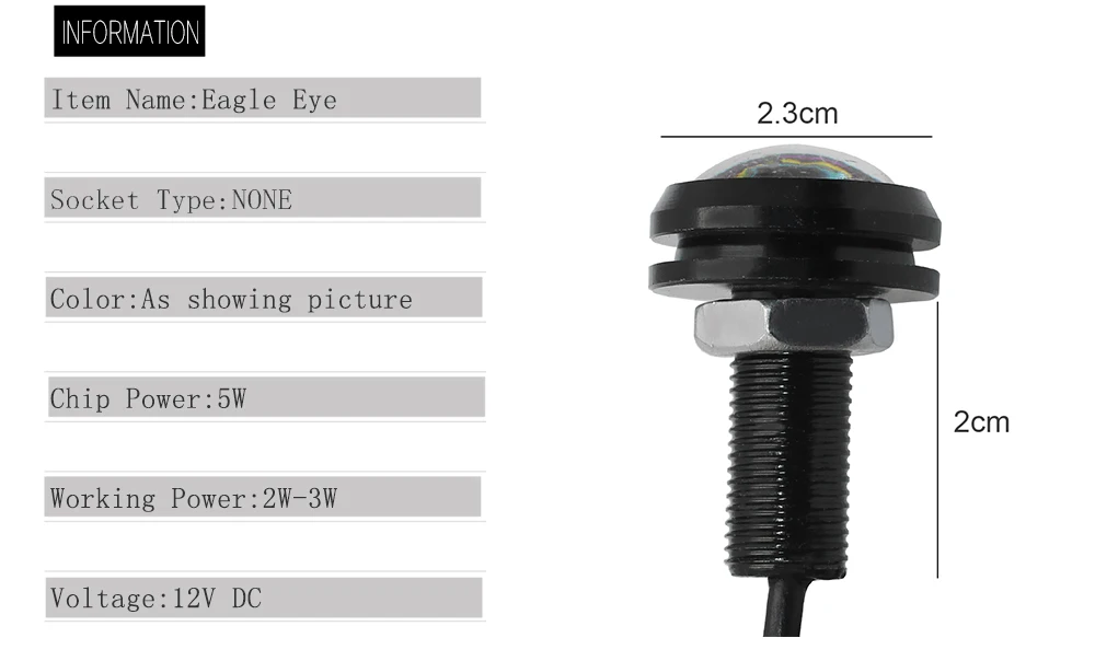 2 шт. 12 В орлиный глаз светодиодный светильник 12SMD 23 мм автомобиль DRL дневные ходовые водонепроницаемый светильник мотоцикл винт лампа сигнал заднего хода светильник лампа