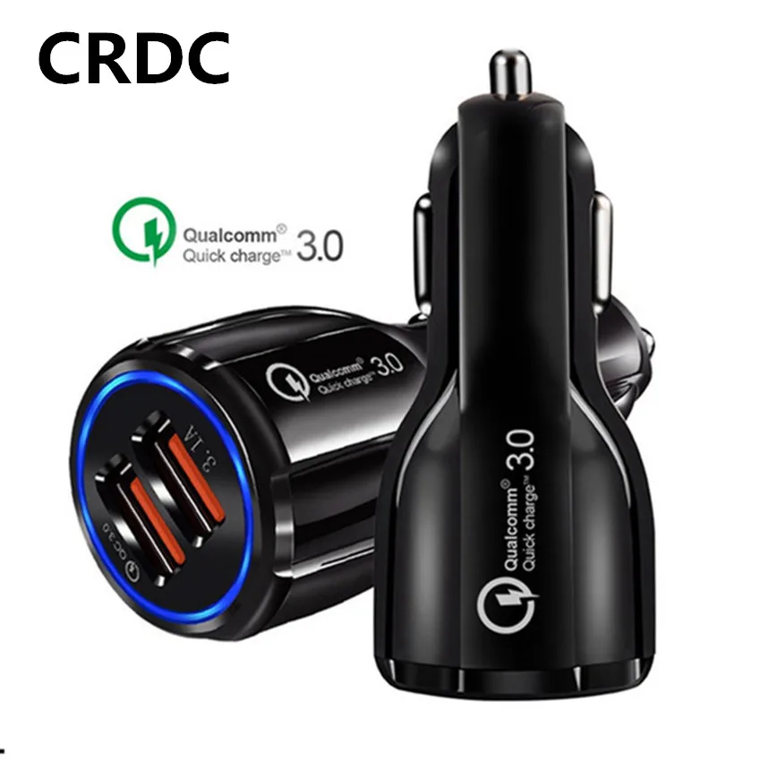 

CRDC Car Charger Dual Quick Charge 3.0 USB Car Charger QC 3.0 Mobile Phone Fast Charger for iPhone X Samsung Xiaomi Car-Charger