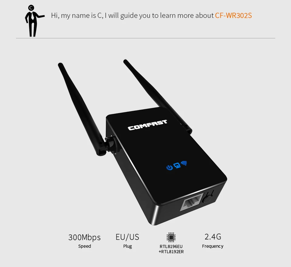 2 шт. COMFAST Беспроводной Wi-Fi повторитель 300 Мбит/с 802.11b/g/n удлинитель сигнала Wi-Fi усилитель сигнала Repetidor CF-WR302S