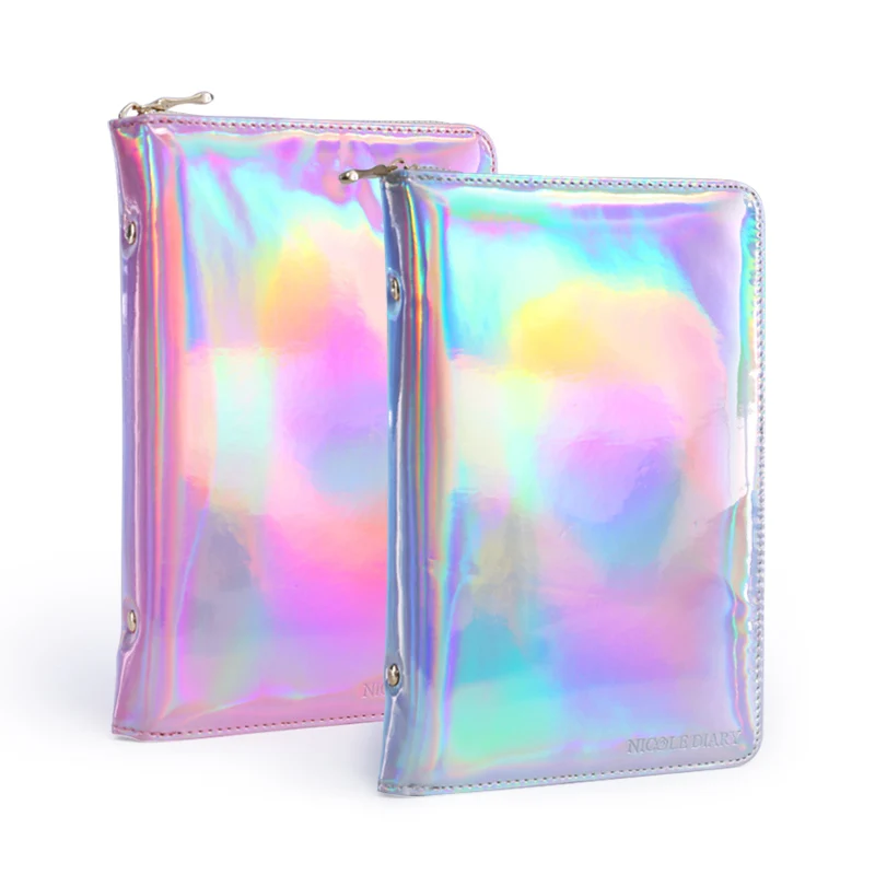 Billige NICOLE TAGEBUCH 1 Stück 72 Slots Holographische Stempel Vorlage Fall Halter Laser Silber Rosa Runde Rechteck Nailart Platte Organizer