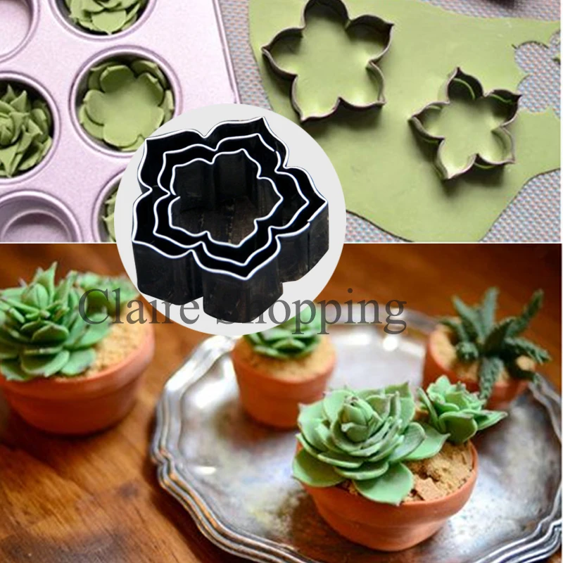 Yueyue Sugarcraft 3 шт. нержавеющая сталь суккуленты помадка режущий торт форма
