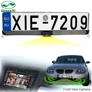

GreenYi Auto Front / Rear Parking Radar Sensor + HD CCD Europe Russia License Plate Frame Car Front Camera Without Parking Line