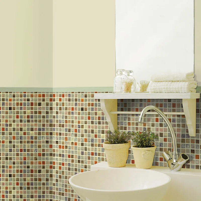 

home decor films Waterproof bathroom stickers wallpaper oil wall stickers waistline mosaic wallpaper kitchen home decoration