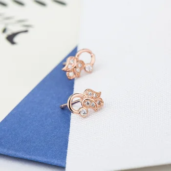 

Cute Jewelry Delicate Girl Women Ear Stud 925 Sterling Silver Flower Zirconia Ear Climber Earrings Wedding minimalist