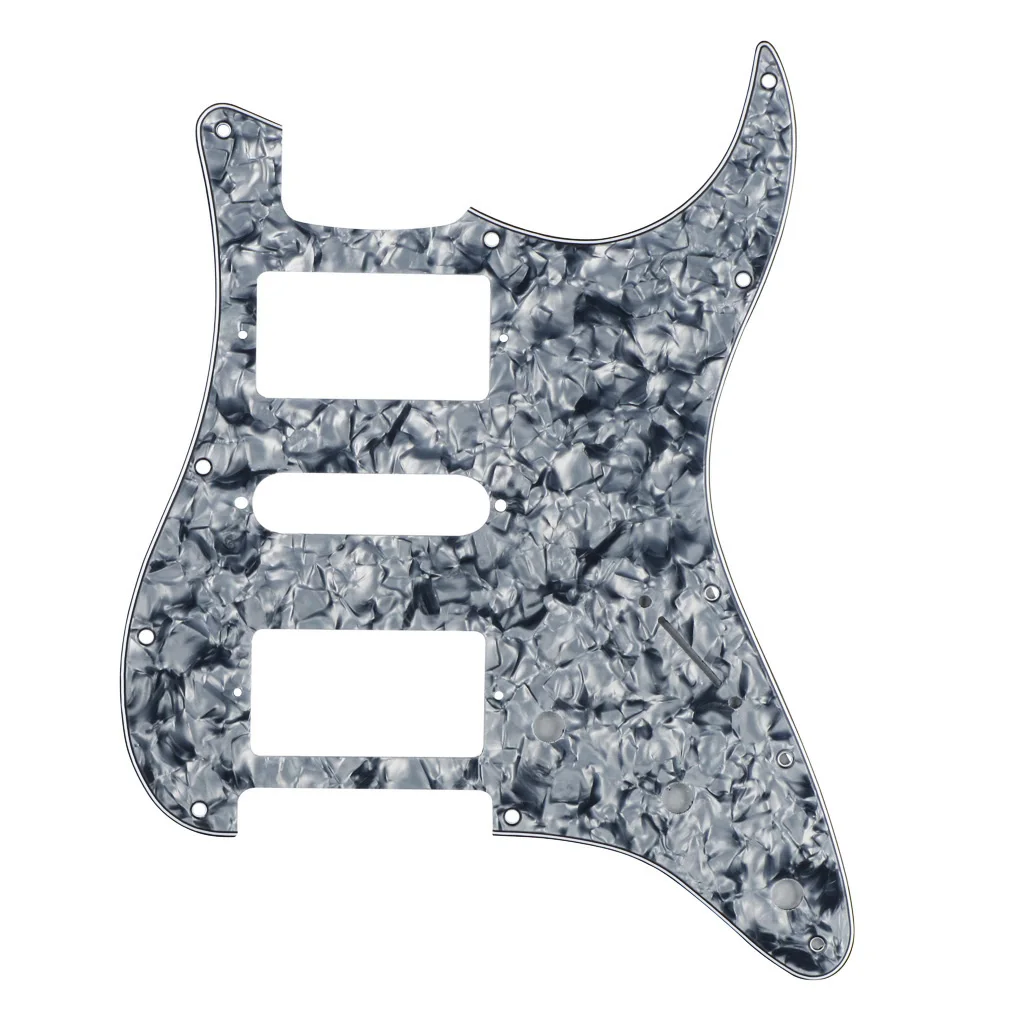 FLEOR 11 отверстий Страт гитара накладка HSH царапина пластина для американских/мексиканских электрогитар части, чистая алюминиевая фольга щит - Цвет: Grey Pearl 4ply