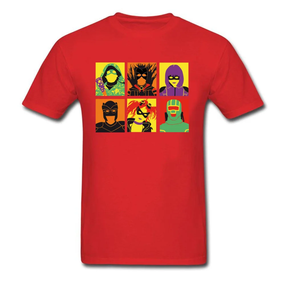 Faddish Kick Ass Pop Art Cool Short Sleeve Tshirts Mother Day O-Neck Pure Cotton T Shirt for Men Tee-Shirts Crazy Kick Ass Pop Art red
