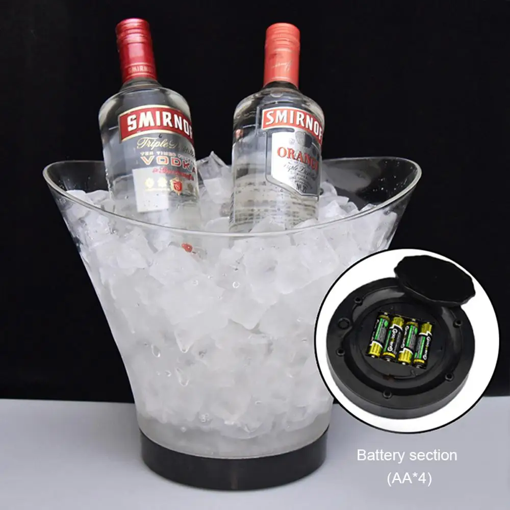 6L Bar LED Ice Bucket Chilled Champagne Whiskey Vodka Beer Cooler Container 