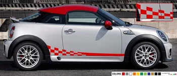 

For 1Set/2Pcs Sticker Stripe for mini Roaster john cooper works checkered graphics side 2015 Car Styling