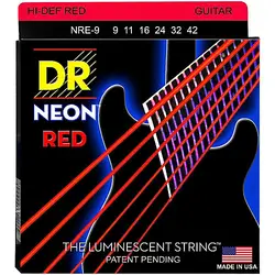 DR K3 Hi-def неоновые красные люминесцентные Струны для электрогитары, светильник 09-42 или средний 10-46