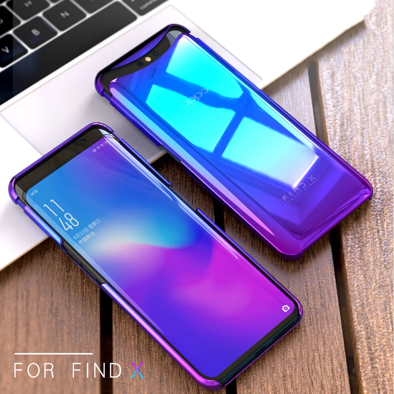 

ADKO Color Gradient Case For Oppo Find X Plating Electroplated Glossy Case Find X Slim Clear Transparent Hard Back Cover