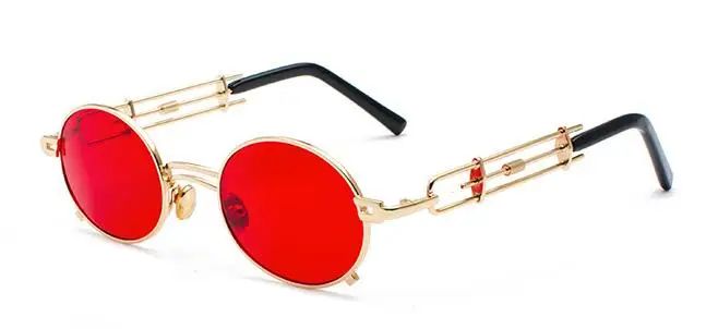 Prouddemon Новые стимпанк Солнцезащитные очки для женщин и мужчин ретро брендовые дизайнерские овальные солнцезащитные очки модные очки UV400 - Цвет линз: gold blue 896