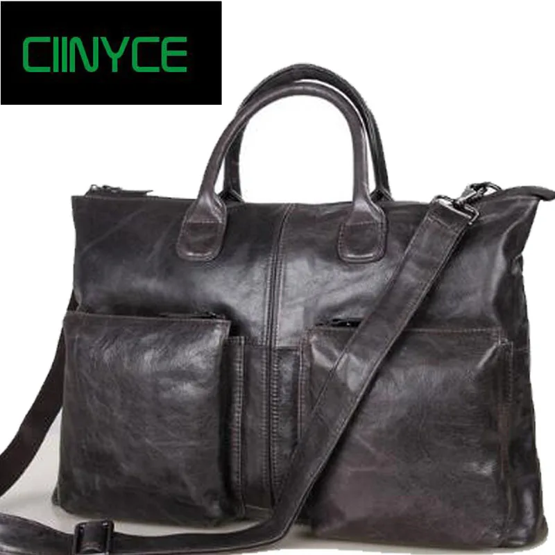 

15" Real Leather Document Briefcase 2017 Retro Man Business Bags Mens Genuine Crazy Horse Cowhide Messenger Bag for Computer