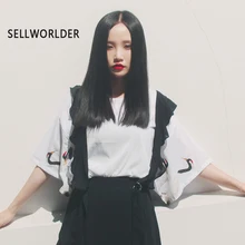 Свободная белая хлопковая Футболка ручной работы в японском стиле Топ и футболка