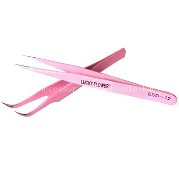 

10 pcs Professional Pink Tweezers Stainless Steel Bend Straight Eyebrow Eyelash Tweezer Beauty Makeup Tool Wholesale
