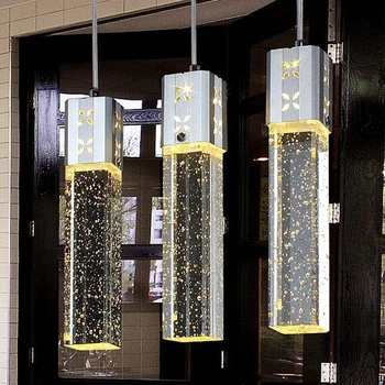 

Crystal Pendant Light 3 Head LED Lights Bubble New Modern Column pendant Lamp pyramid Transparent Pendant lamps FG798