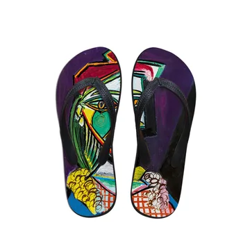 

Fashion Summer Beach Flip Flops Men Slippers Sandals Oil Painting Boy Flat Shoe Designer Masterpiece Pablo Picasso Free Dropship