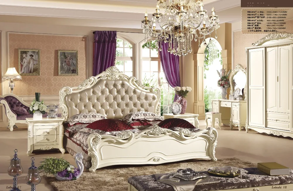 Italien noble nouveau style Chambre ensembles de Meubles avec 4 portes