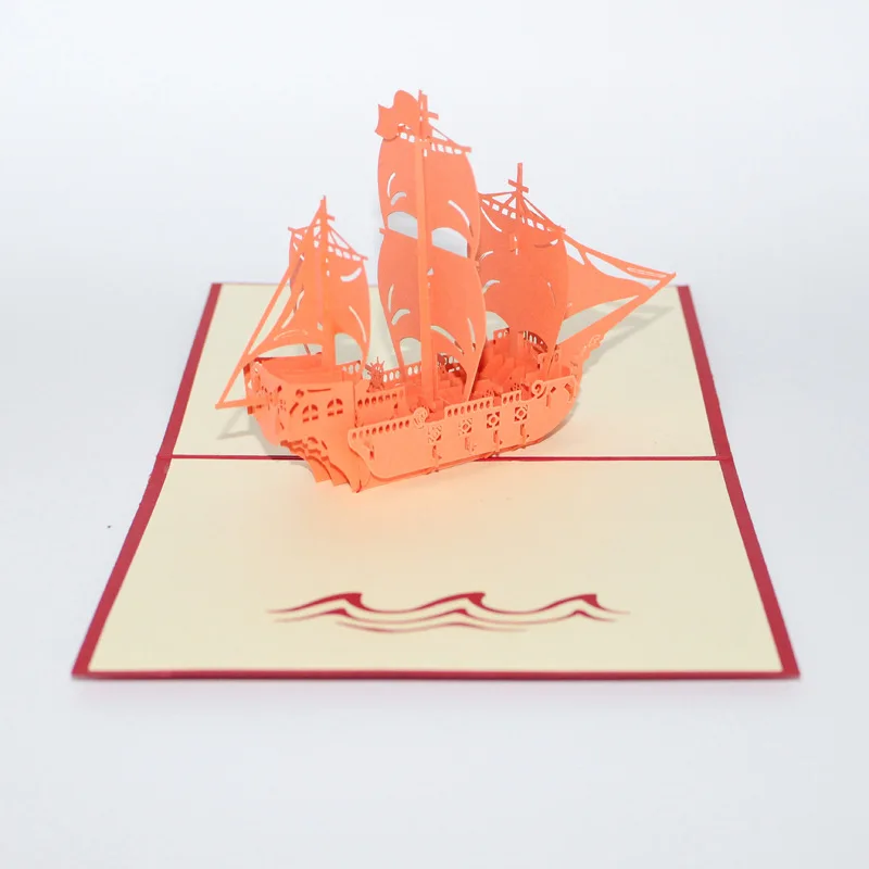 1pcs Business Greet Cards Creative 3D Classic Sailboat DIY Paper Card Wedding Party Invitations Car - 32987517625