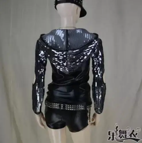 Manches golden 3xl Personnalité Mâle Chanteur silver Vêtements Court gray S Gd Chapeau Costumes Grand Stade Hommes Dj Manteau Paillettes Longues Hot New À Black Discothèque Femmes De CexordBW
