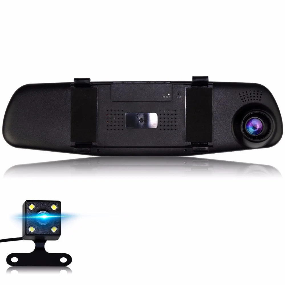 Full HD 1080P Автомобильный видеорегистратор Камера авто 4,3 дюймов зеркало заднего вида цифровой видеорегистратор двойной объектив регистрационная видеокамера автоматический видеорегистратор