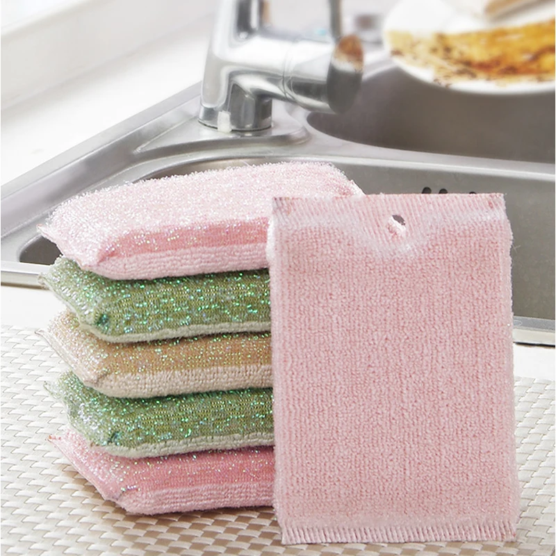 

Multifunction Bamboo Fiber Kitchen Cleaning Spong Cloths Double Sided Dishcloths Washing Pot/Dish Towel Scrubbing Can Hang