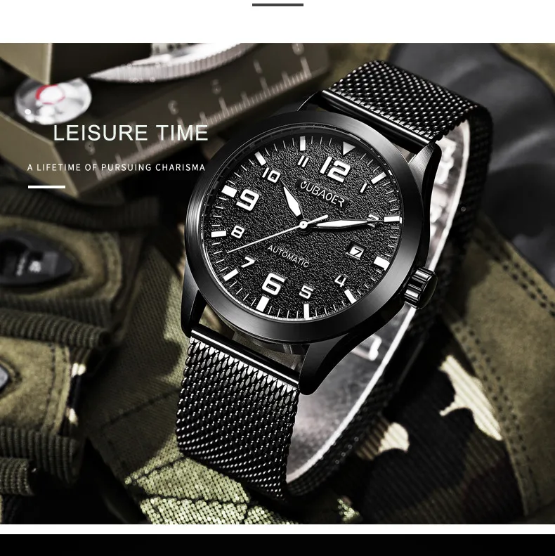 Мужские часы от ведущего бренда, Роскошные автоматические часы, мужские водонепроницаемые спортивные часы с датой, стальные Мужские механические наручные часы, мужские часы