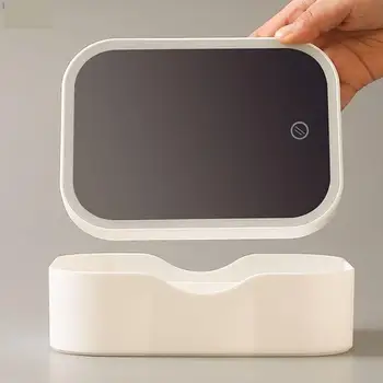 

Lustro led Makeup Mirror Desktop Simple Cosmetic Vanity Folding Mirror Pink Lighted backlit mirror with box spiegel led